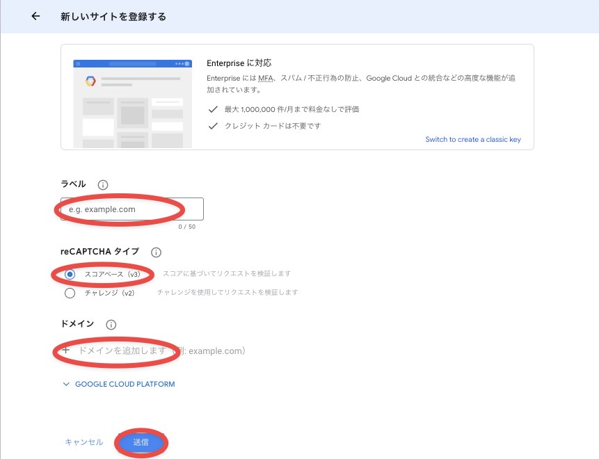 Google reCAPTCHAサイト画面2